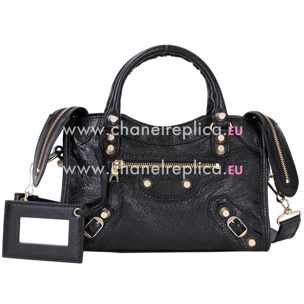 Balenciage City Lambskin Gold hardware Classic Mini Bag Black B2055026