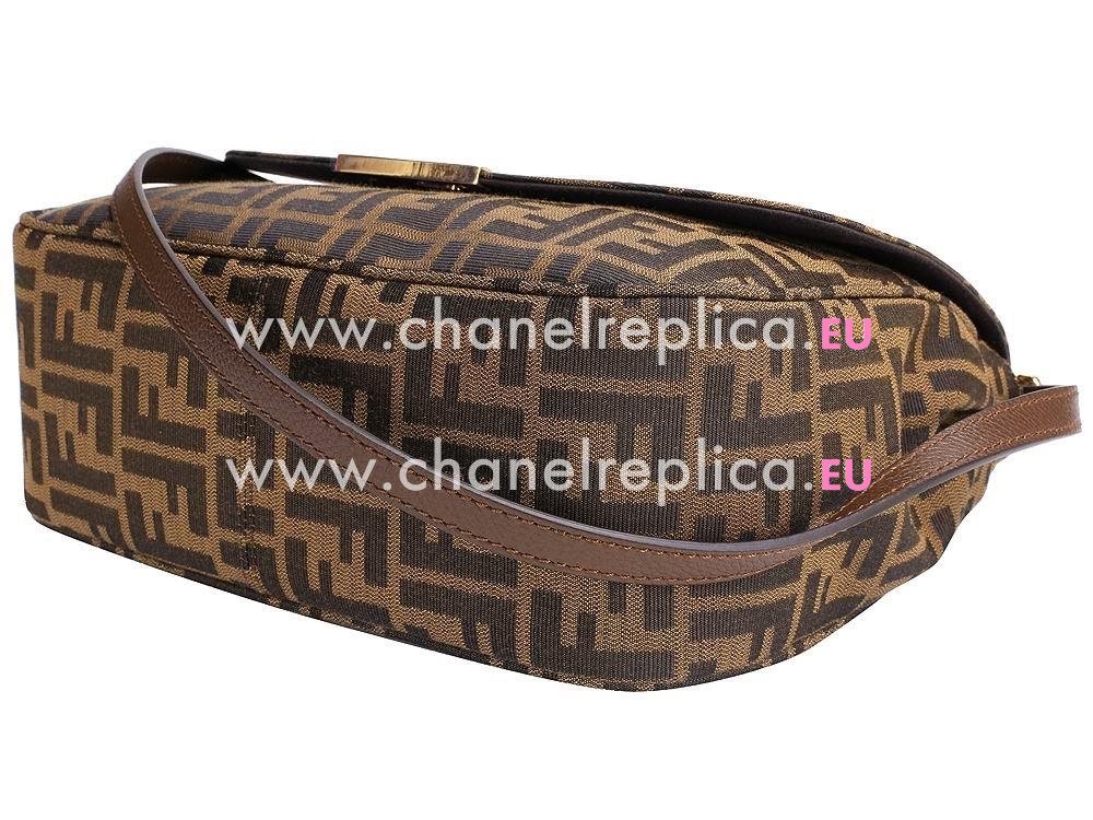 FENDI Classic Jacquard Weave Shoulder Bag In Coffee F516779