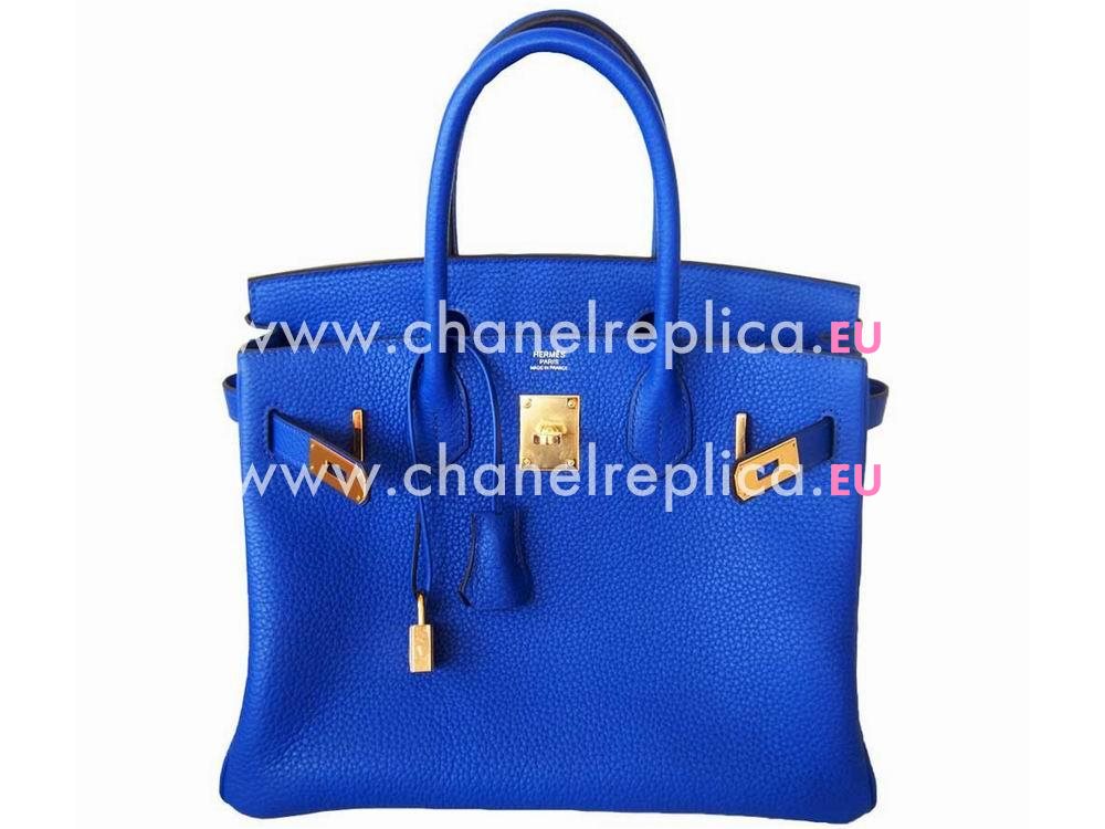 Hermes Birkin 30cm Blue Electric Candy Clemence Leather GHD HS5558W