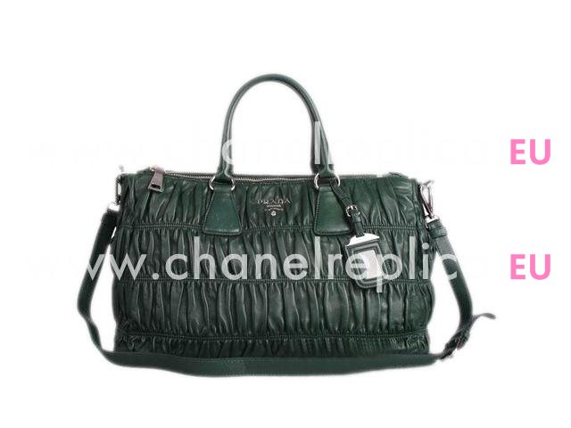 Prada Nappa Gaufre embossed Shopping Bag In Green P427174