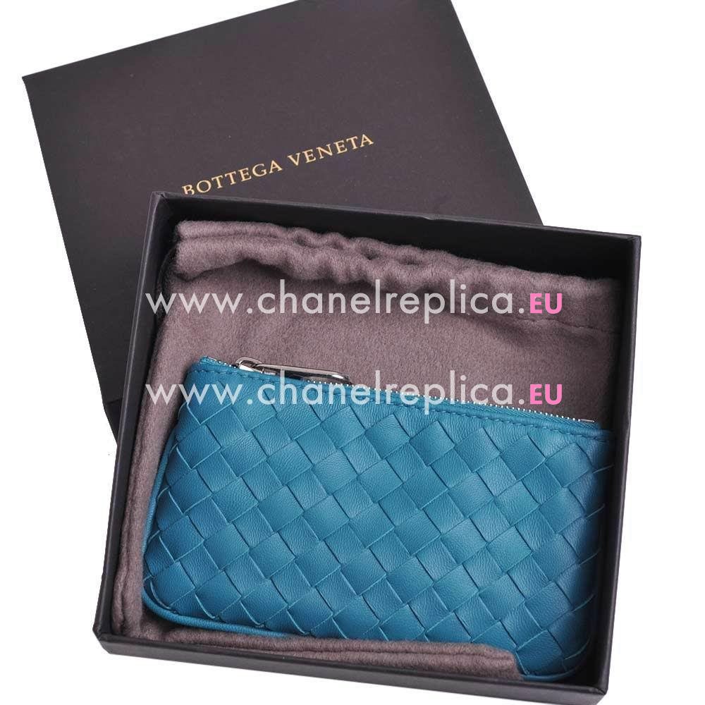Bottega Veneta Classic Weave Nappa Change Purse In Blue Green BV6112913