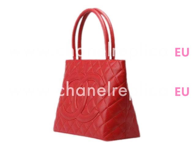 Chanel Caviar Medallion Bag In Red Silver Hardware 01804C