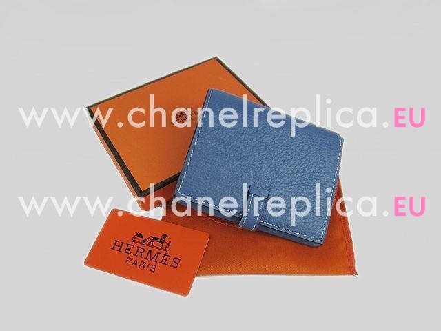 Hermes Classic Clemence Leather Purse Medium Blue H0006C