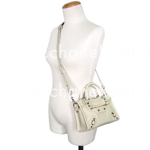 Balenciaga Mini City Gold Button Calfskin Bag Beige Gray B7050710