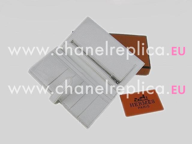 Hermes Dogon Clemence Leather Wallet In White H0005B