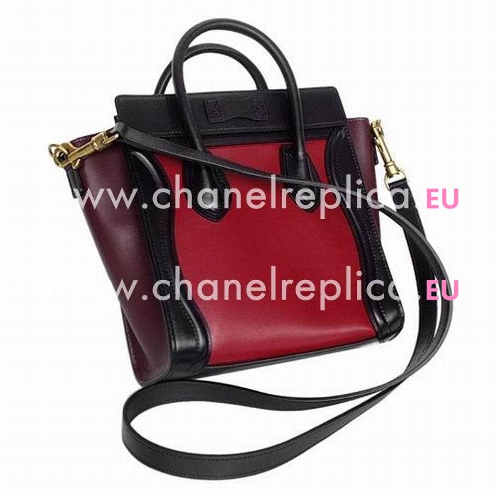 Celine Nano Luggage Calfskin Bag Red Coffee CE094A49