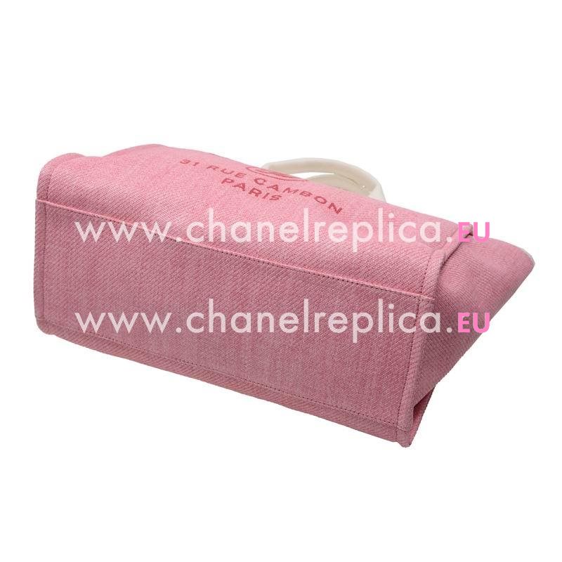 Chanel Deauville Double CC LOGO Denim Canvas Calfskin Silver Chain Bag A66941LPINKHT