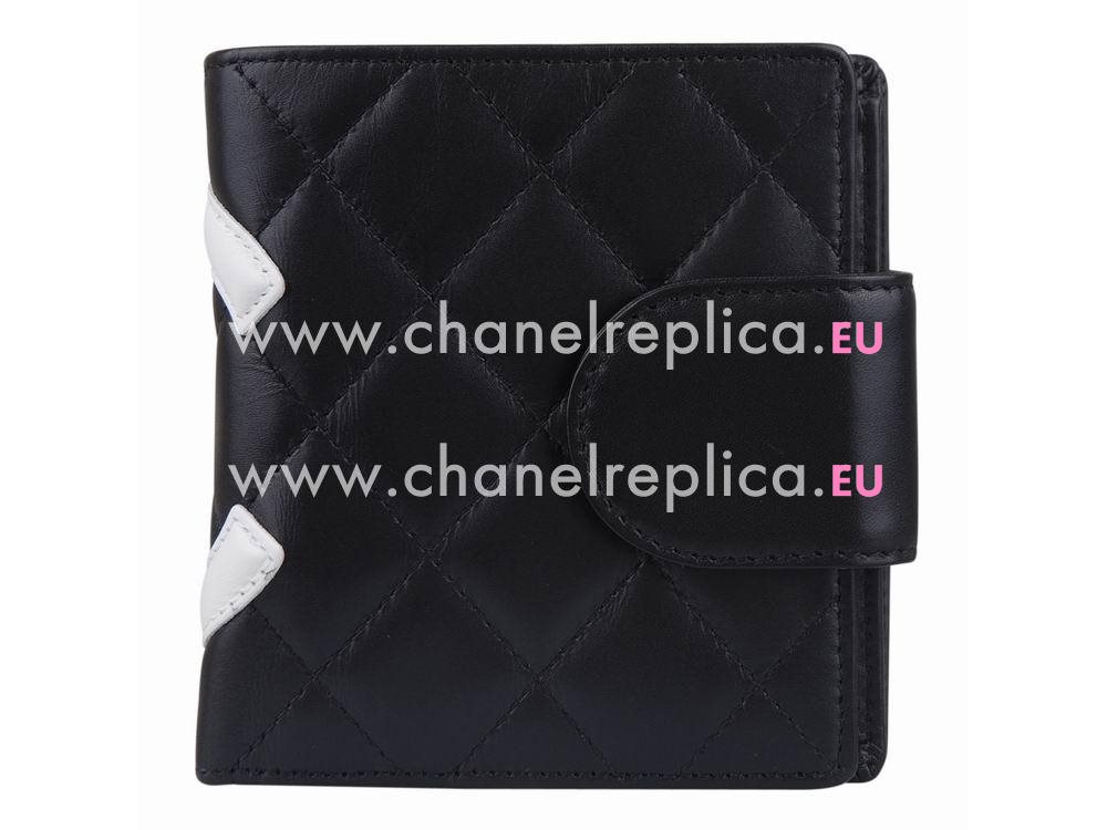 Chanel Lambskin Cambon Black and White CC Wallet A26720BAW