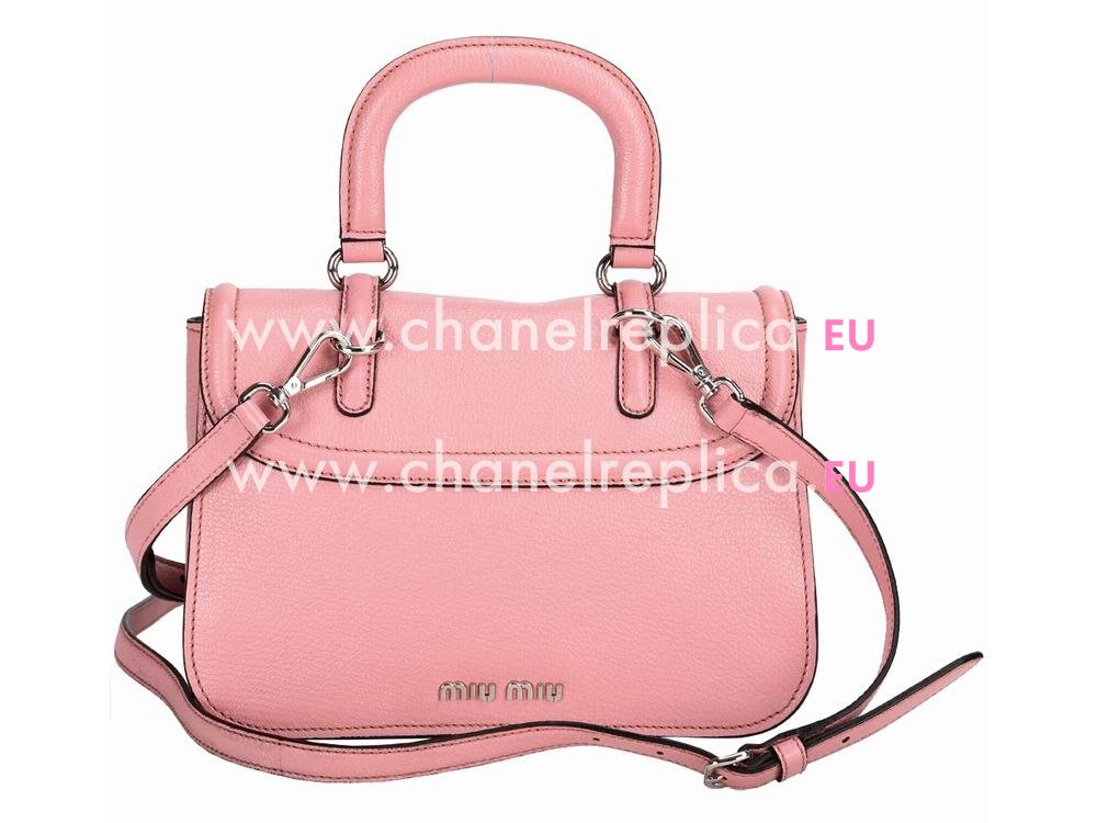 Miu Miu Madras Pink Textured Leather Handbag In Pink RN1068
