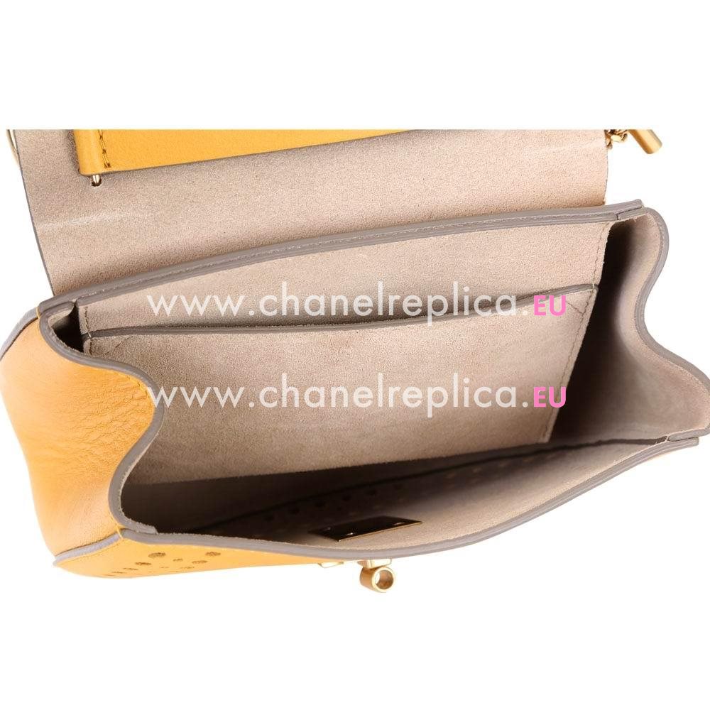 Chloe Drew Grain Leather Golden Chain Bag Orange Yellow C55649962