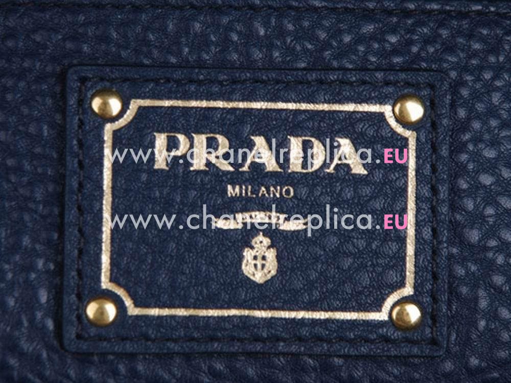 Prada Saffiano Calfskin Triangle Logo Boston Bag Navy Blue BN59232