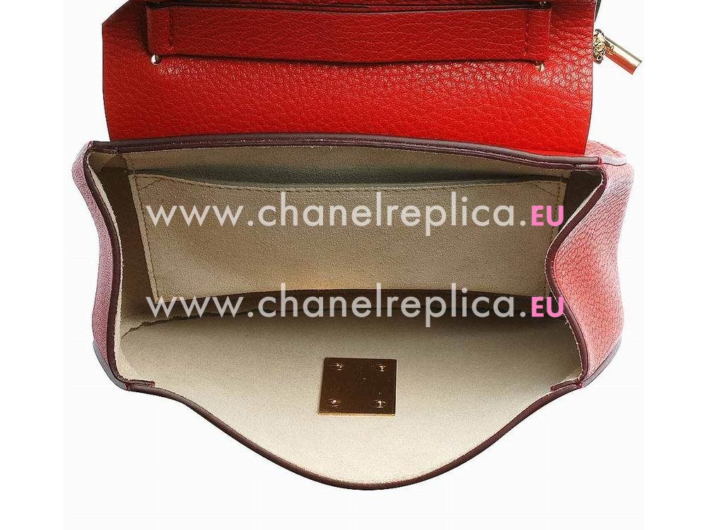 Chloe Drew Grain Leather Golden Chain Mini Bag Red CH758747