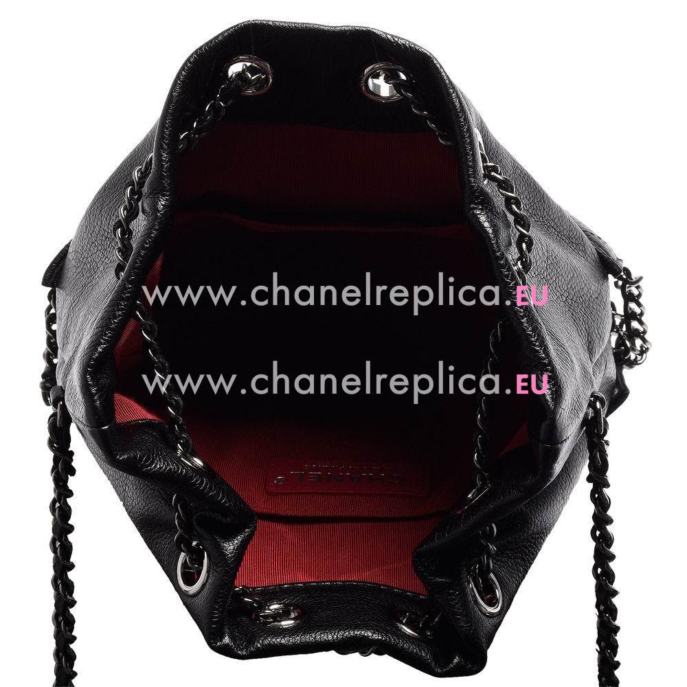 CHANEL Gabrielle CC Logo Silvery Hardware Caviar Calfskin Bag Black C7091405
