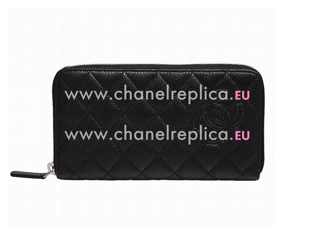 Chanel Caviar CC Logo Long Wallet In Black C57877