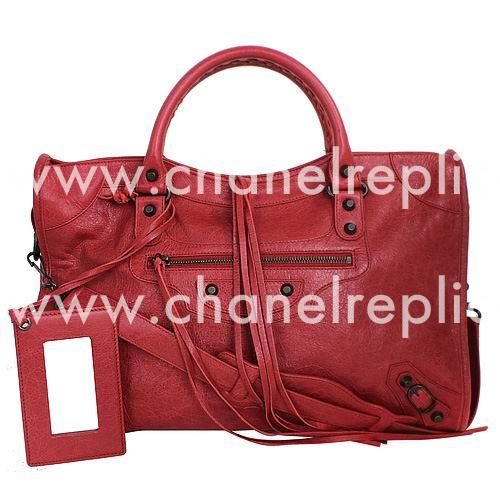 Balenciage City Lambskin Aged Brass hardware Classic Bag Vermilion B4545112