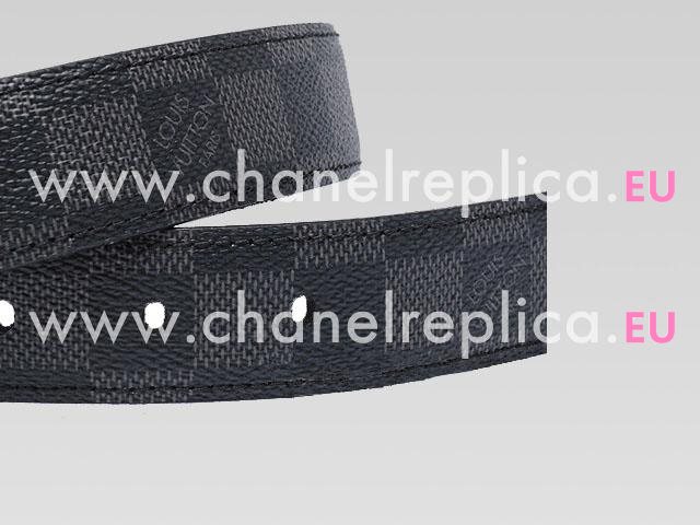 Louis Vuitton Damier Graphite Canvas Belt With Silvery Buckle M9636U