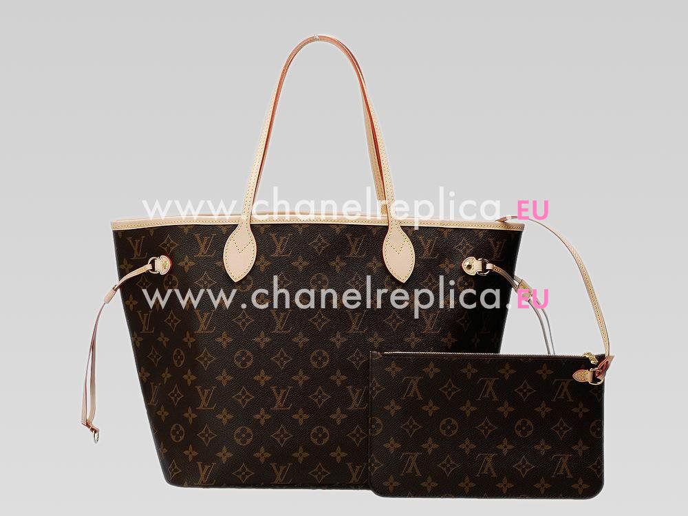 Louis Vuitton Monogram Canvas Bag Neverfull MM Beige M40995