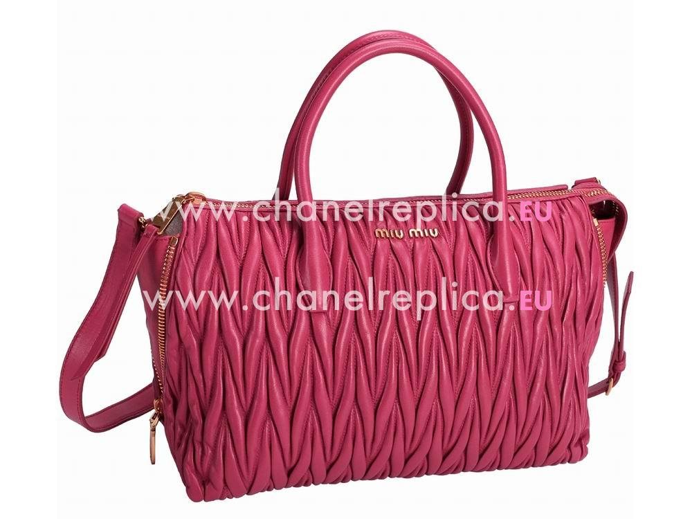 Miu Miu Matelasse Lux Nappa Leather Handbag Rose Red RN1018