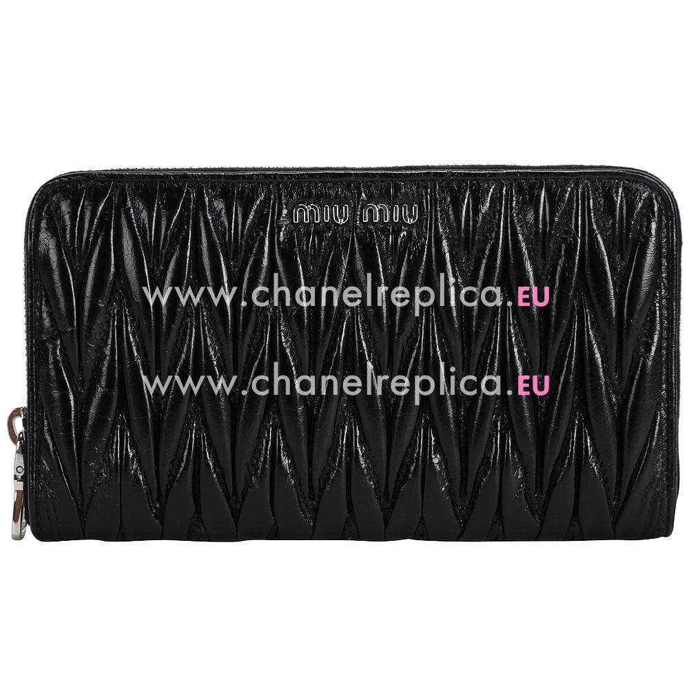 Miu Miu Matelassé Nappa Wallet In Black MM5111329