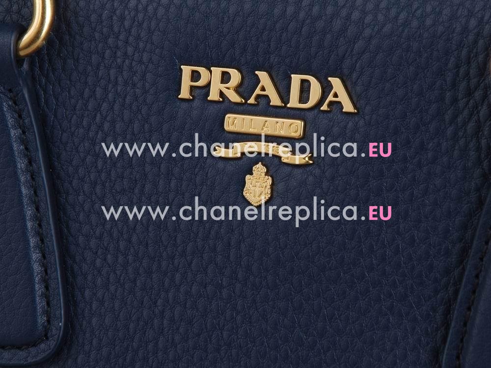 Prada Saffiano Calfskin Triangle Logo Boston Bag Navy Blue BN59232