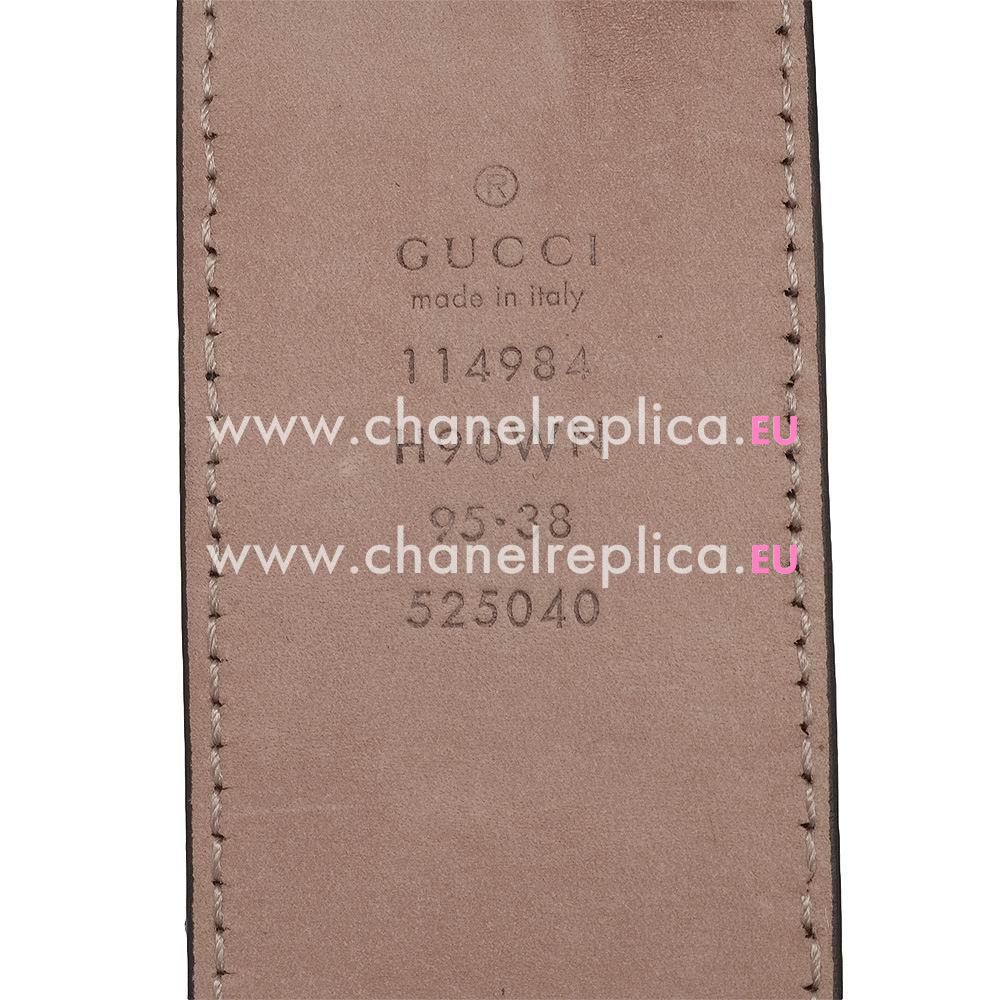 Gucci Cowhide-Fabric Silver Buckle Belt Green-Black G5161124