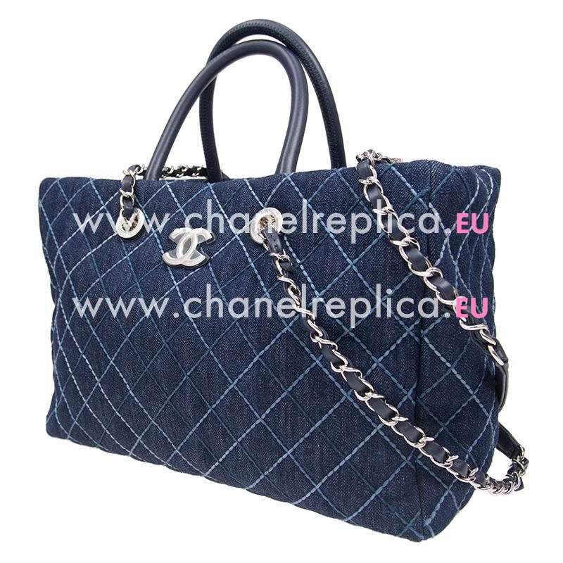 Chanel Blue Denim Gst Bag Silver Chain A57974CLBLUESS