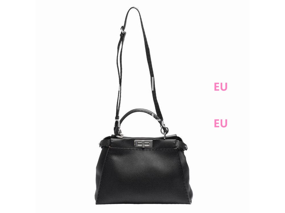 FENDI Regular Peekaboo Calfskin Shoulder Bag In Black 8BN226-Q4J-F0G59