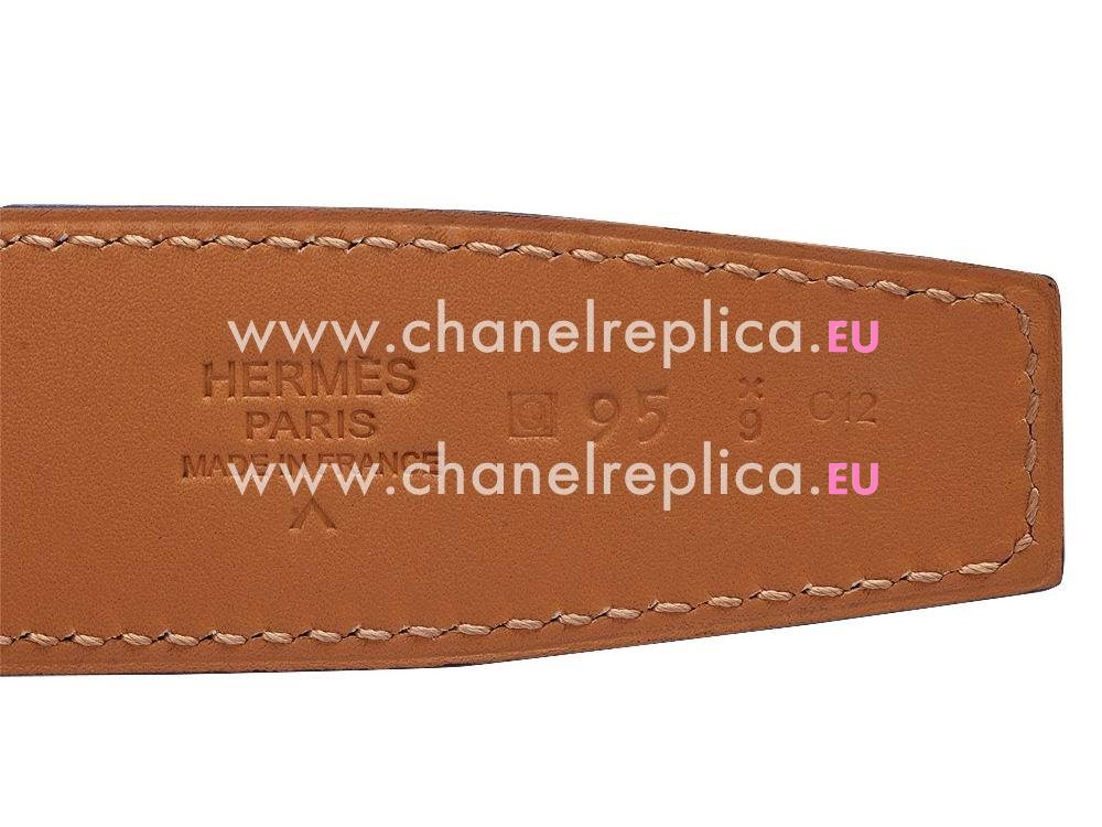 Hermes Big Silver H Logo Red-Coffee Crocodile Belt H495812