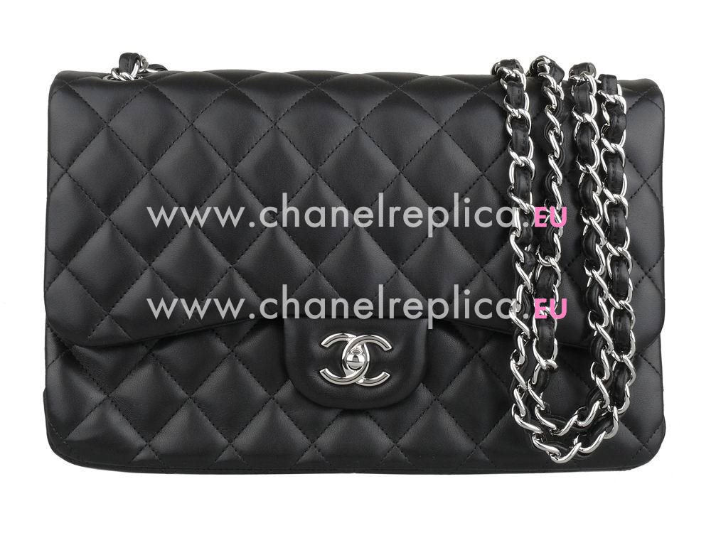 Chanel Lambskin Jumbo Double Flap Bag Black(Silver) A58600BLS