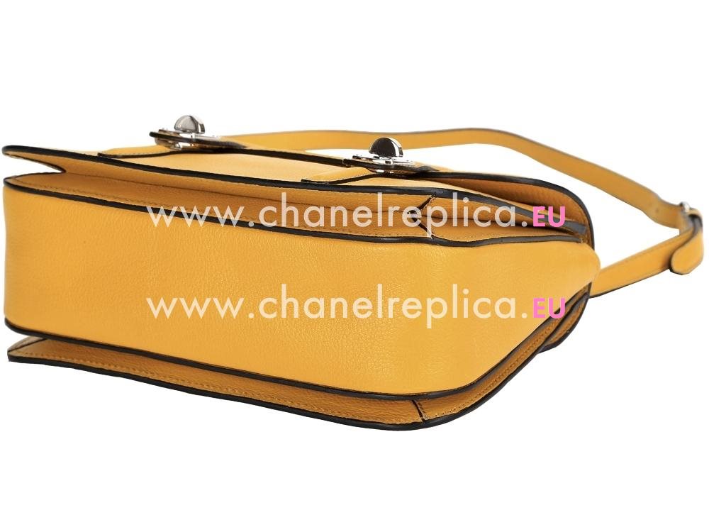 Miu Miu Madras Pink Textured Leather Handbag In Yellow RN1066