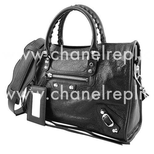 Balenciage City Lambskin Silvery hardware Classic Bag Black B2054983