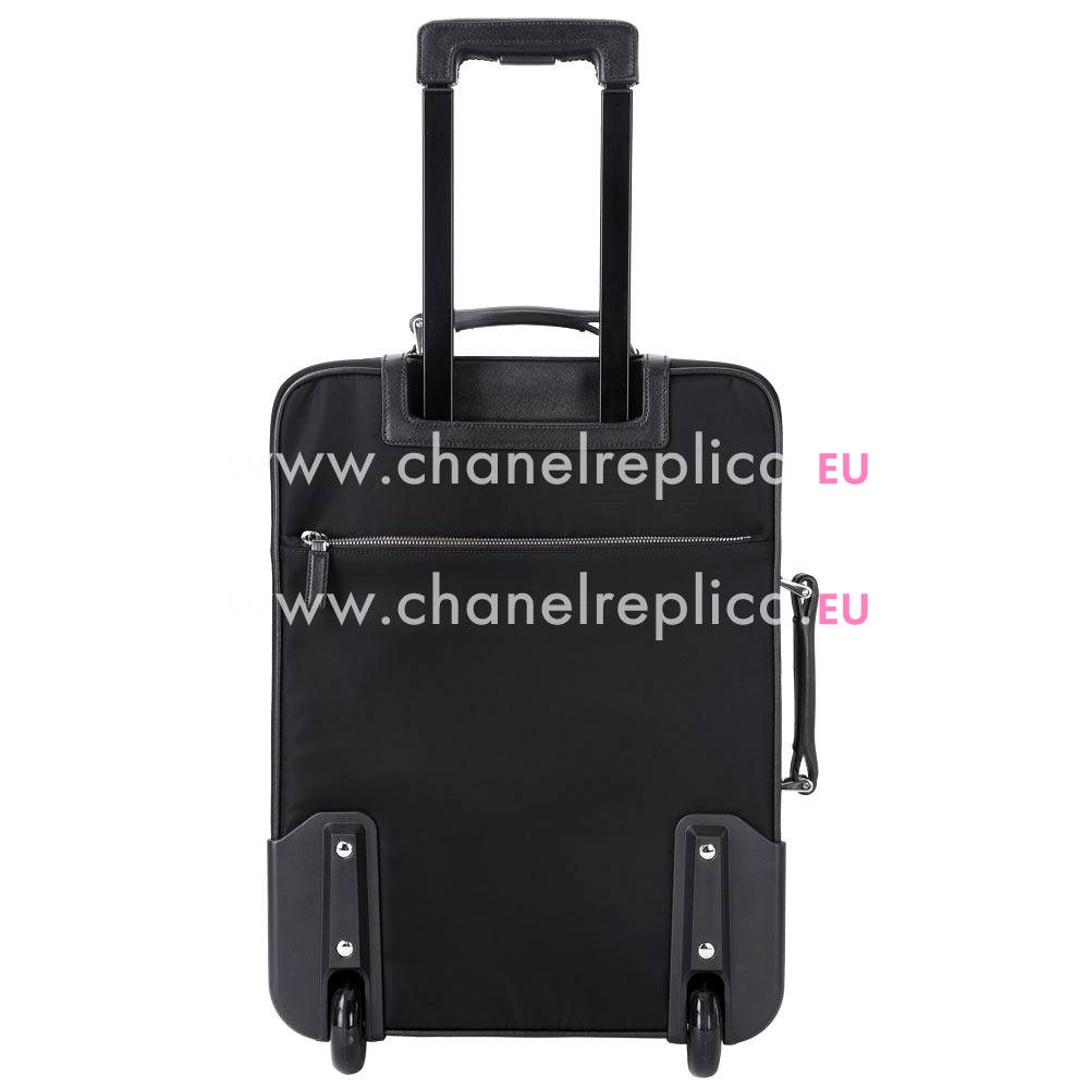 Prada Saffiano Triangle Logo Travel Classic Cowhide Luggage Black PR161016016