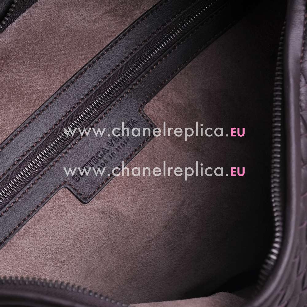 Bottega Veneta Classic Intrecciato Nappa Weave Falcate Shoulder Bag In Chocolate BV513778