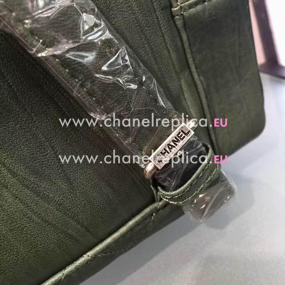 CHANEL Cruise 2016/17 Calfskin Ruthenium metal Backpack In Deep Green C6122303