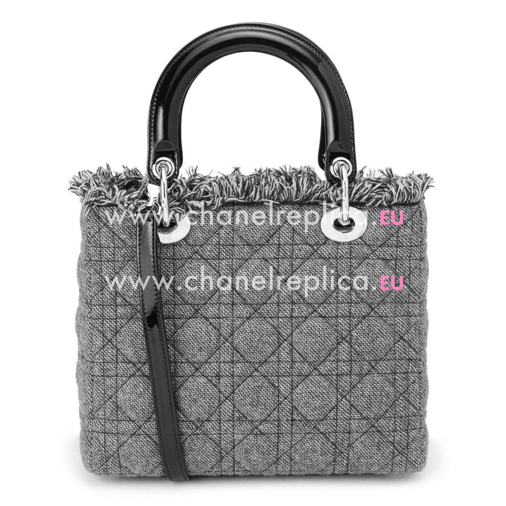 Dior Lady Dior Canvas Leather In Grey D49785