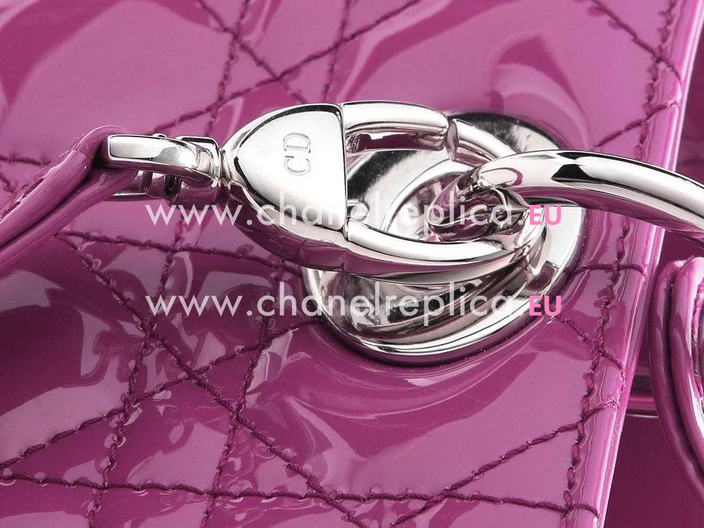 Dior Lady Dior Patent Leather Bag In Purple D2991