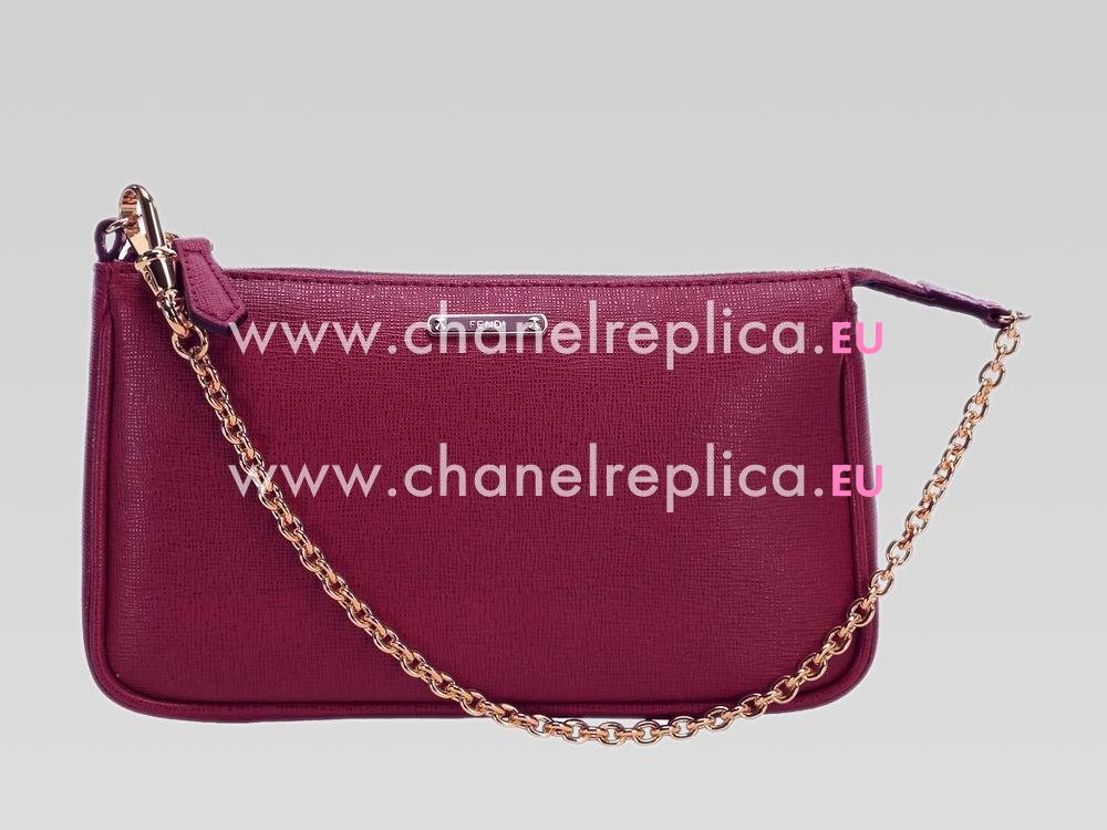 FENDI Lux Cowhide Chains Dinner Bag(Peach Purple) F472095