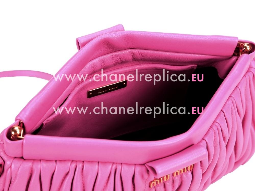 Matelassé nappa leather clutch Hot Pink RP0356HP