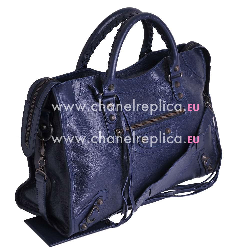 Balenciage City Lambskin Age Brass hardware Classic Bag DeepNight Blue B2054975