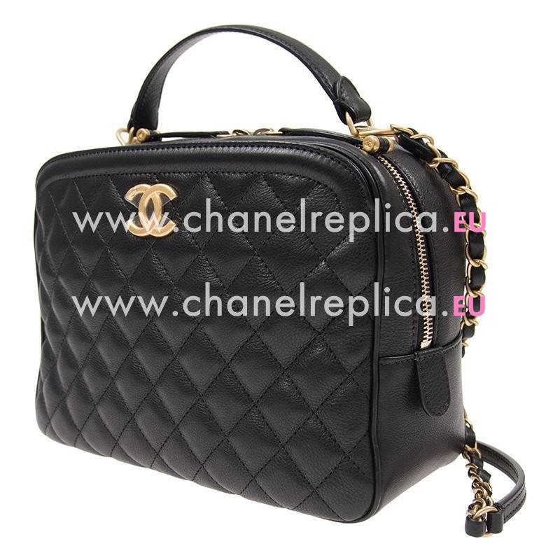 Chanel Black Calfskin Gold-Tone Metal Vanity Case A57906CBLKGP