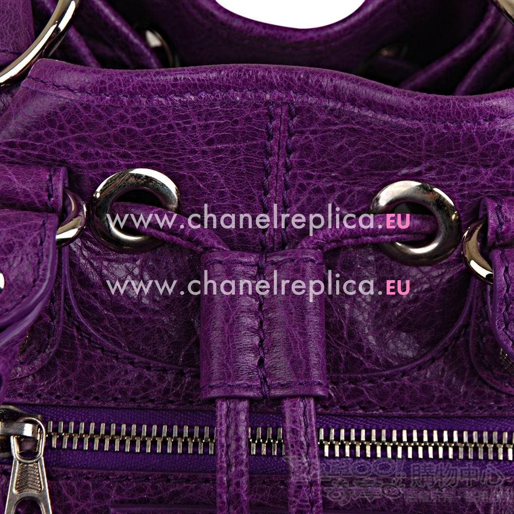 Balenciage Pompon Lambskin Silvery hardware Classic Mini Bag Purple B4839804