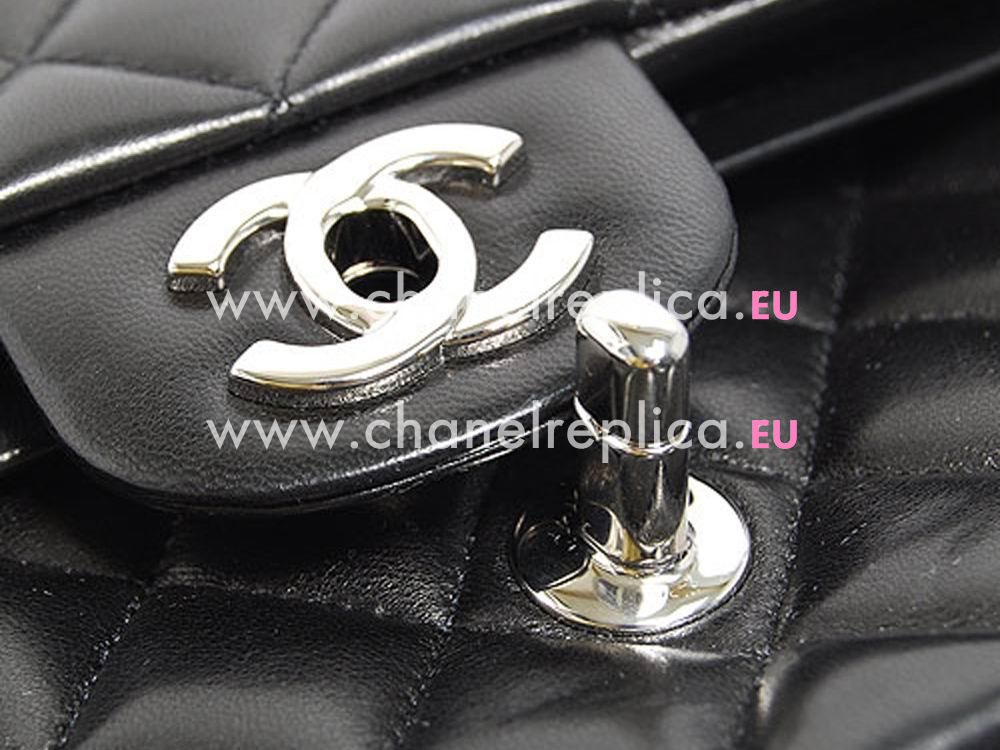 Chanel Medium Lambskin Double Flap Bag(Black&Silver) A01112-6