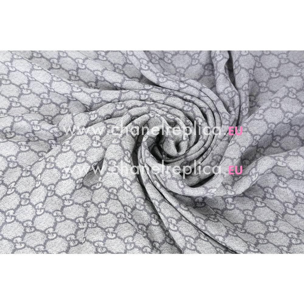 Gucci G Logo Silk Scarf Gray Blue G6102807