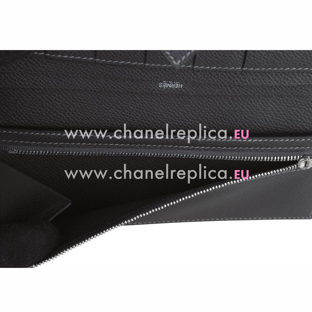 Hermes Epsom Leather Long Wallet Graphite H56027