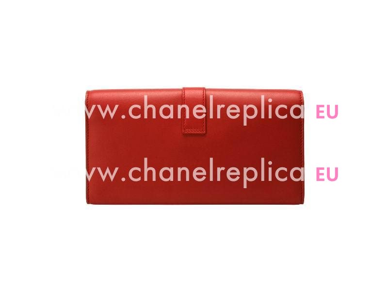 YSL Chye Leather Clutch Y Calfskin Wallets In Red YSL5184601