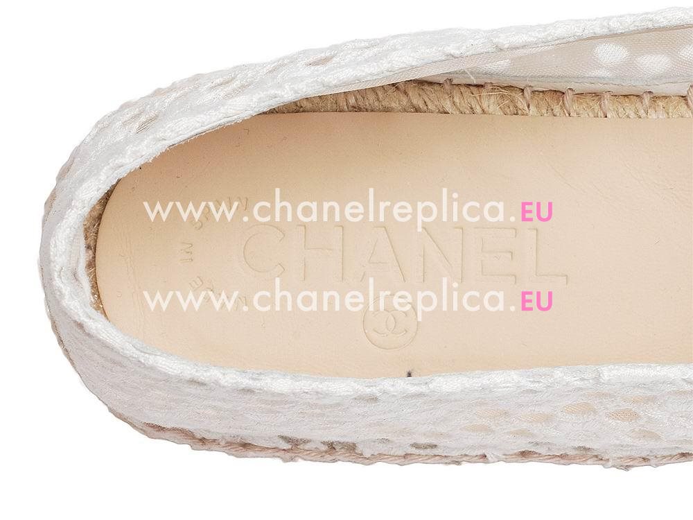 Chanel CC Patent Leather Espadrilles Penelope Shoes G29762-WHITE