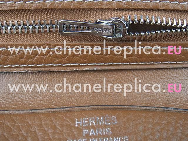 Hermes Dogon Clemence Leather Wallet Light-Coffee H0005L