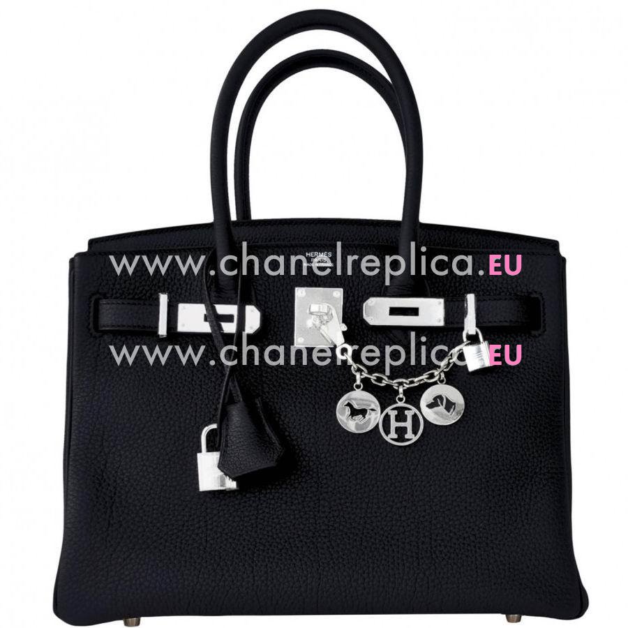 Hermes Birkin 30cm Black Togo Leather Palladium Hardware Bag H1030SHT