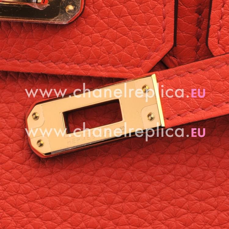 Hermes Birkin 25 Orange Poppy Togo Leather Gold Hardware Handbag HB1025TVR