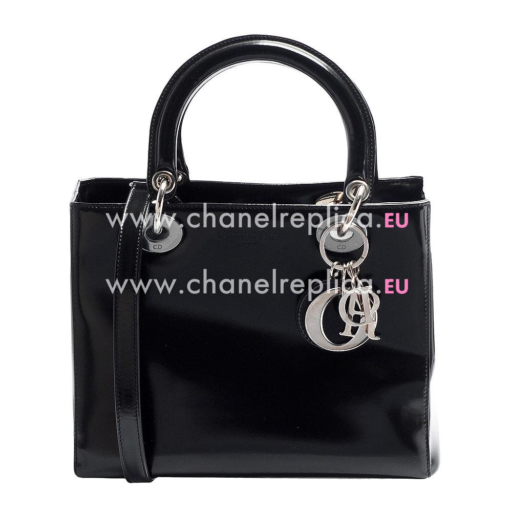 Christian Dior Lady Dior Patent Leather Handbags Black DB975977